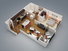 Young Couple One Bedroom Apartment House Plan