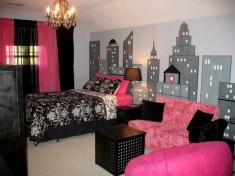 Pink and Black Bedroom
