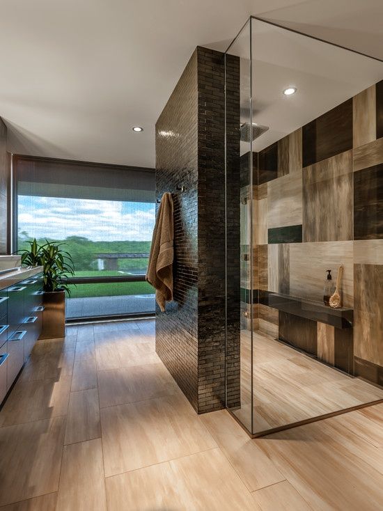 Brown Contemporary Shower Room Design