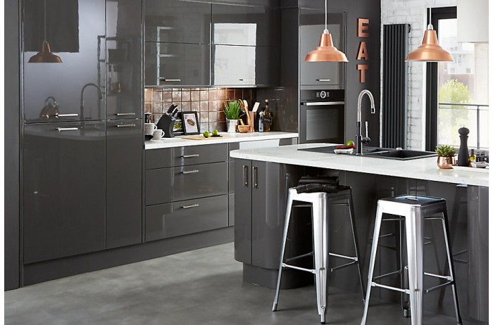 Cooke Lewis Rafello High Gloss Anthracite Contemporary Kitchen