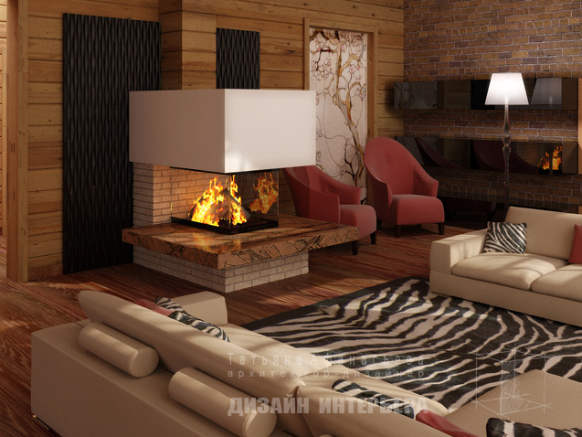 Living room with fire place