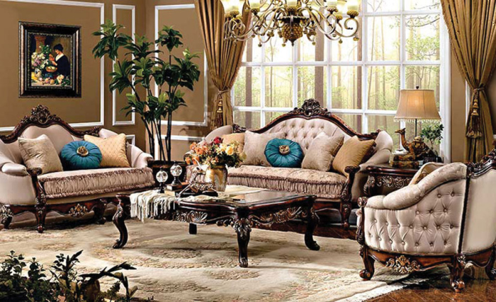 modern brown victorian style sofa