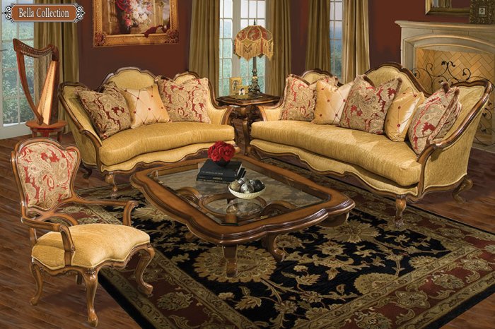 golden victorian living room
