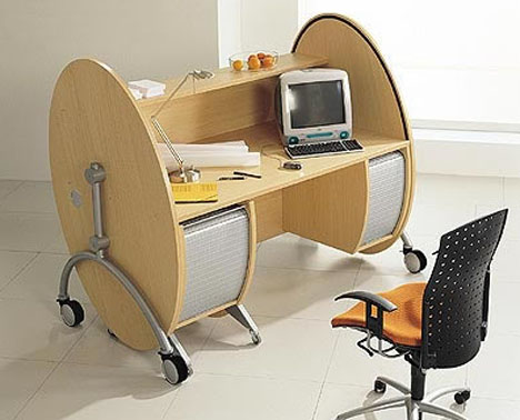 Unique Roll Top Desk Design with Wooden Accent
