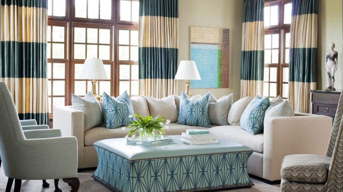 White And Blue Livingroom