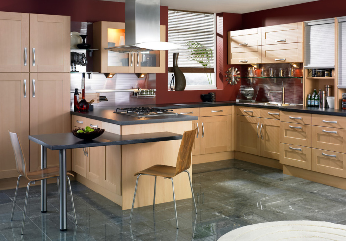 Modern-Kitchen-with-black-granite-top-kitchen-table-idea