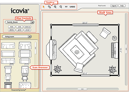 It offers Icovia Tablet Edition for more convenient space planning