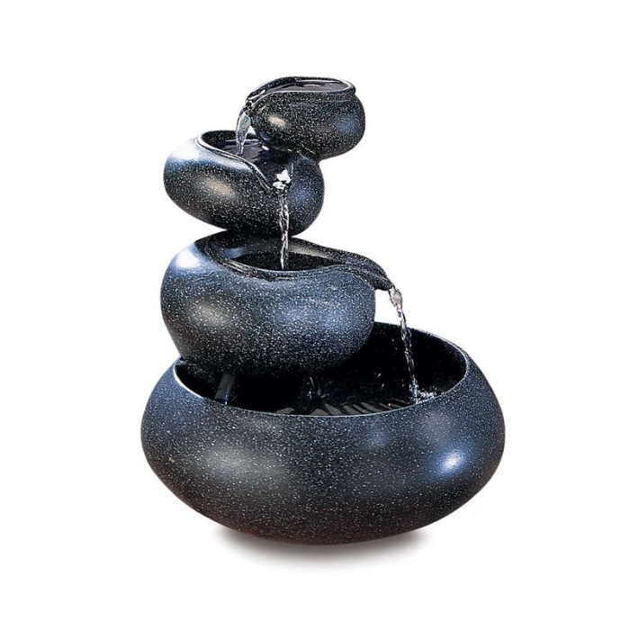 These stone fountains use simple materials