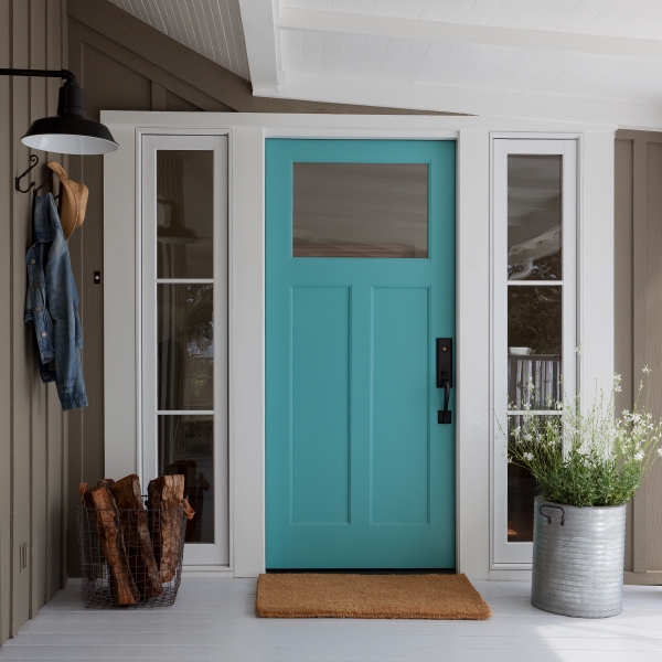 farmhouse turquoise front door