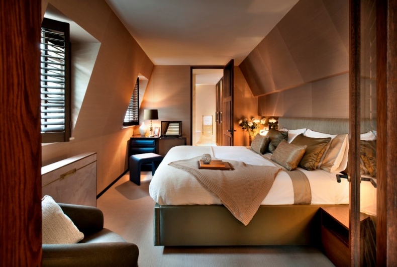 Beige and brown bedroom design