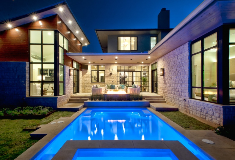 modern home with swimming pool