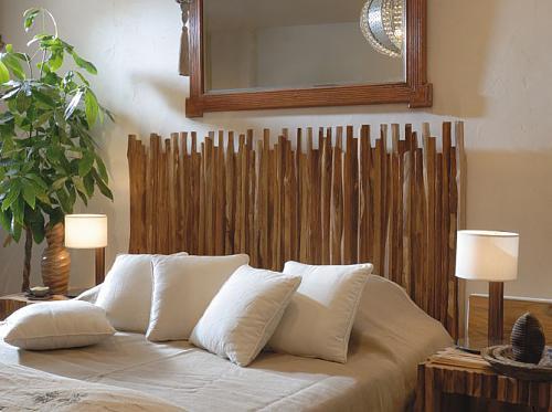 Simple headboard with planks of wood
