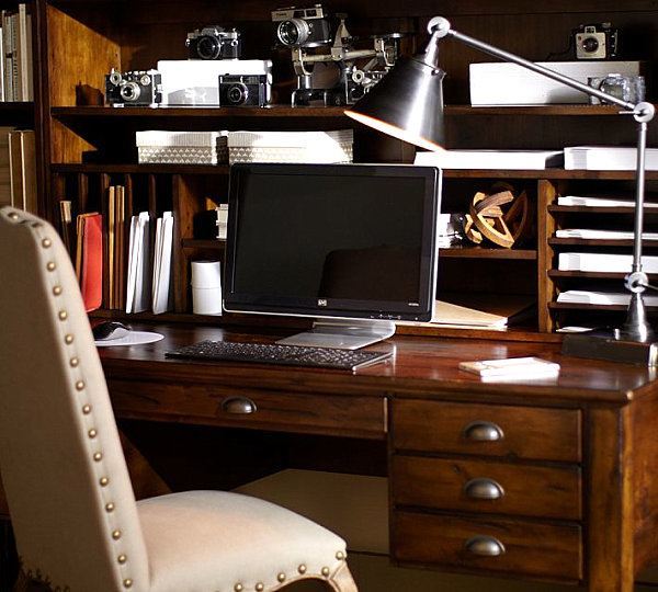 brown home office design 