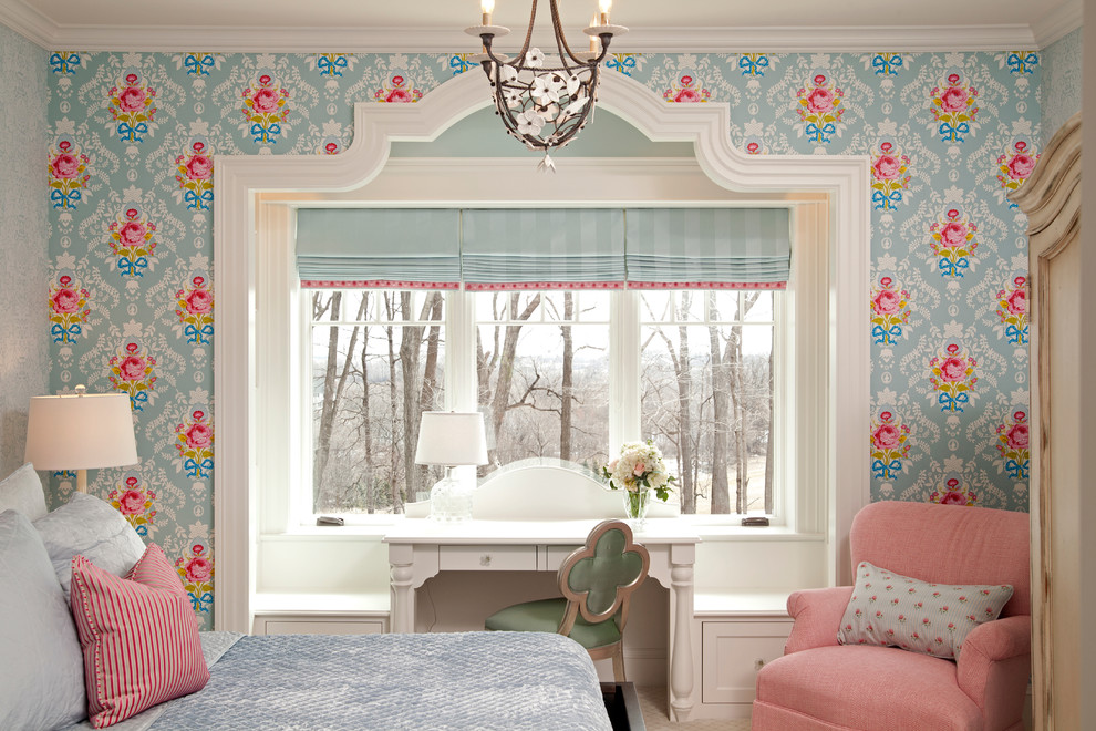 Bedroom design with soft pastel blind