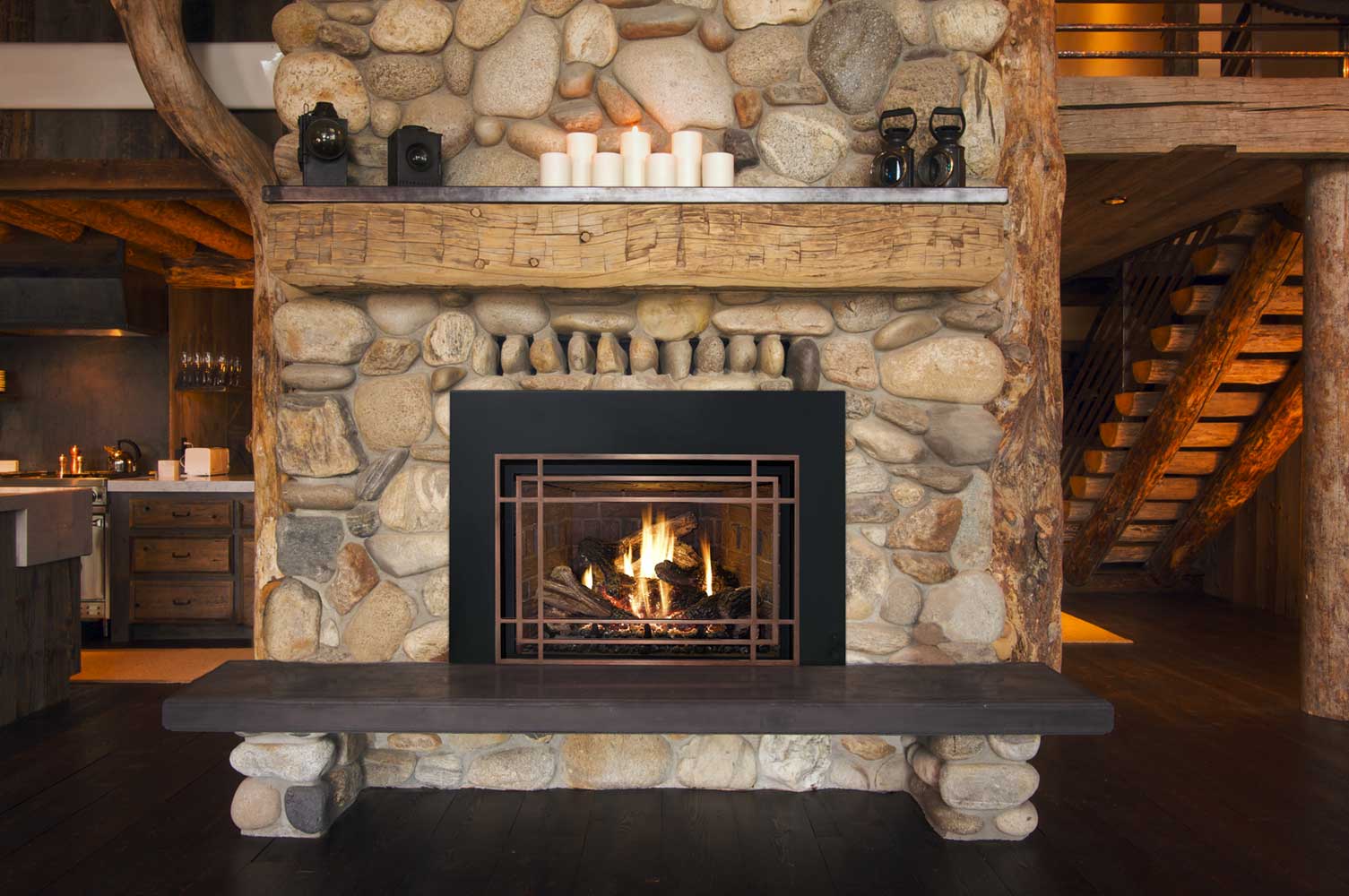 Fireplace made up with stones