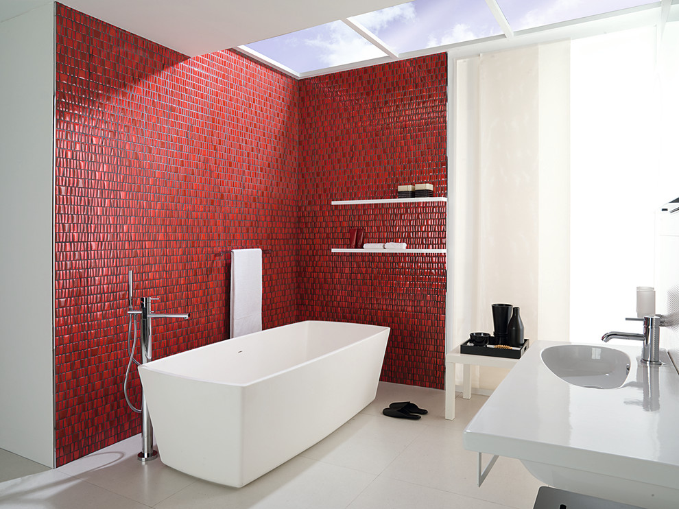 Glass red tiles