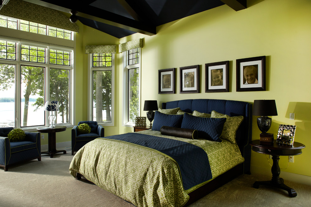 green and black bedroom