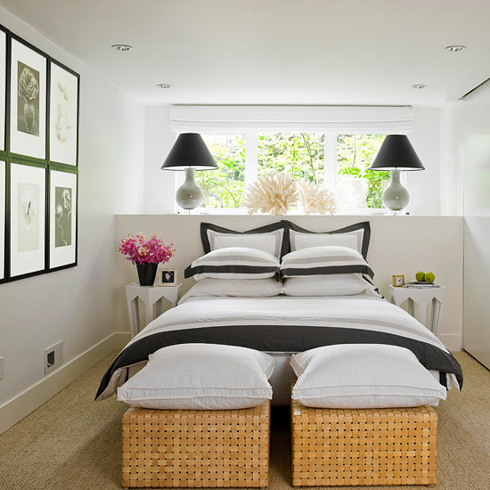 small white and black bedroom