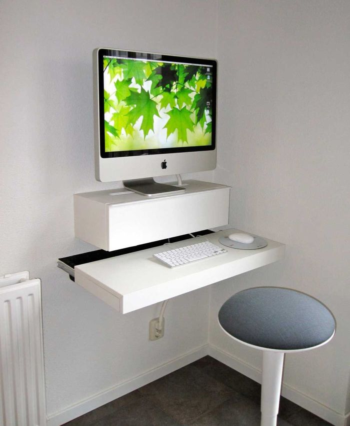 Wall Computer Table Designs - Floating Wall Mounted Computer Desk