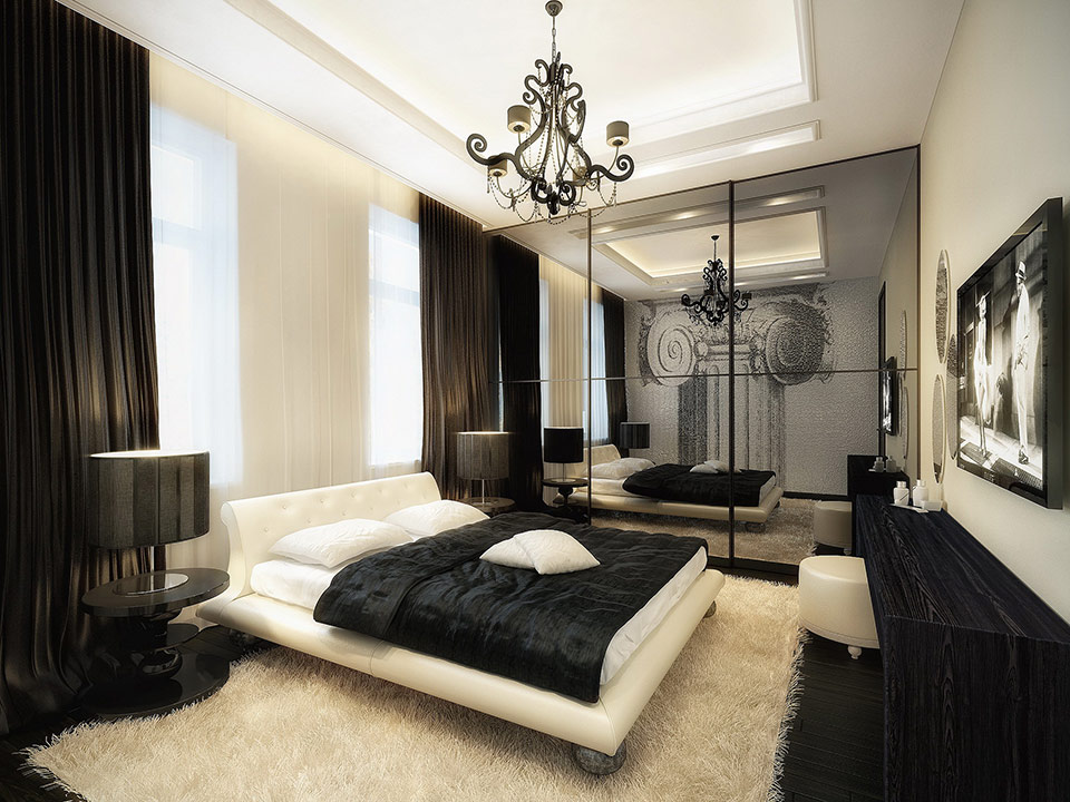 Black White Themed Bedroom Interior Ideas Luxury Bedroom