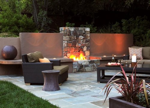 Contemporary stone fireplace design